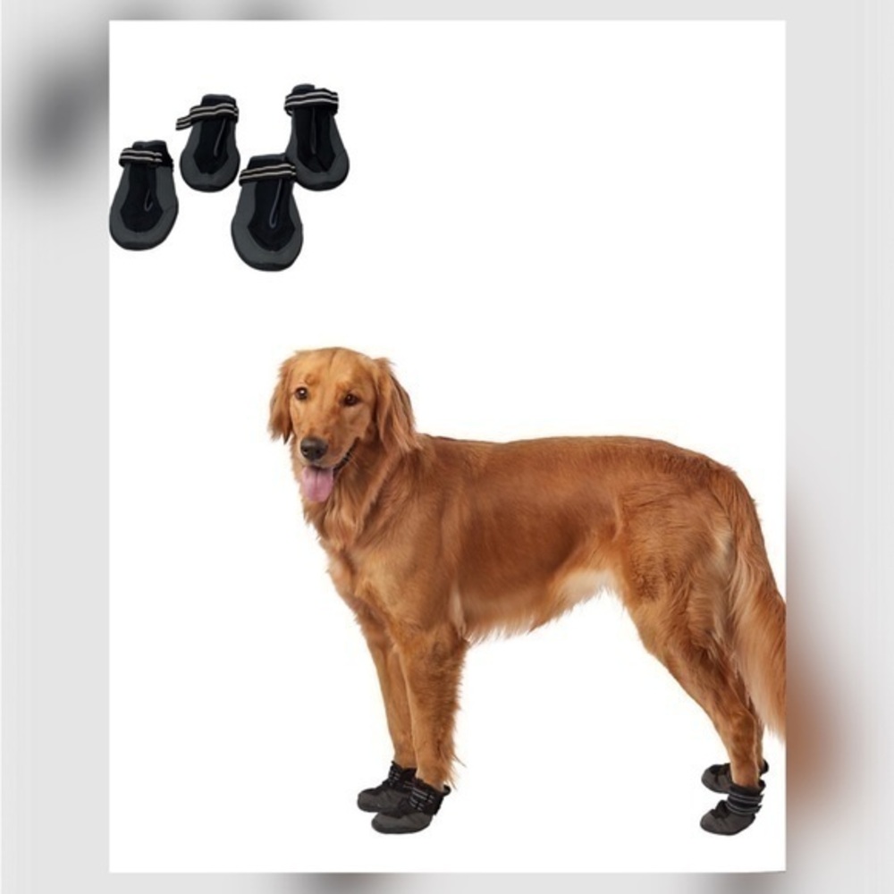 Top Paw Black Reflective Adjustable Booties Non-Skid Rubber Soles NWOT XL